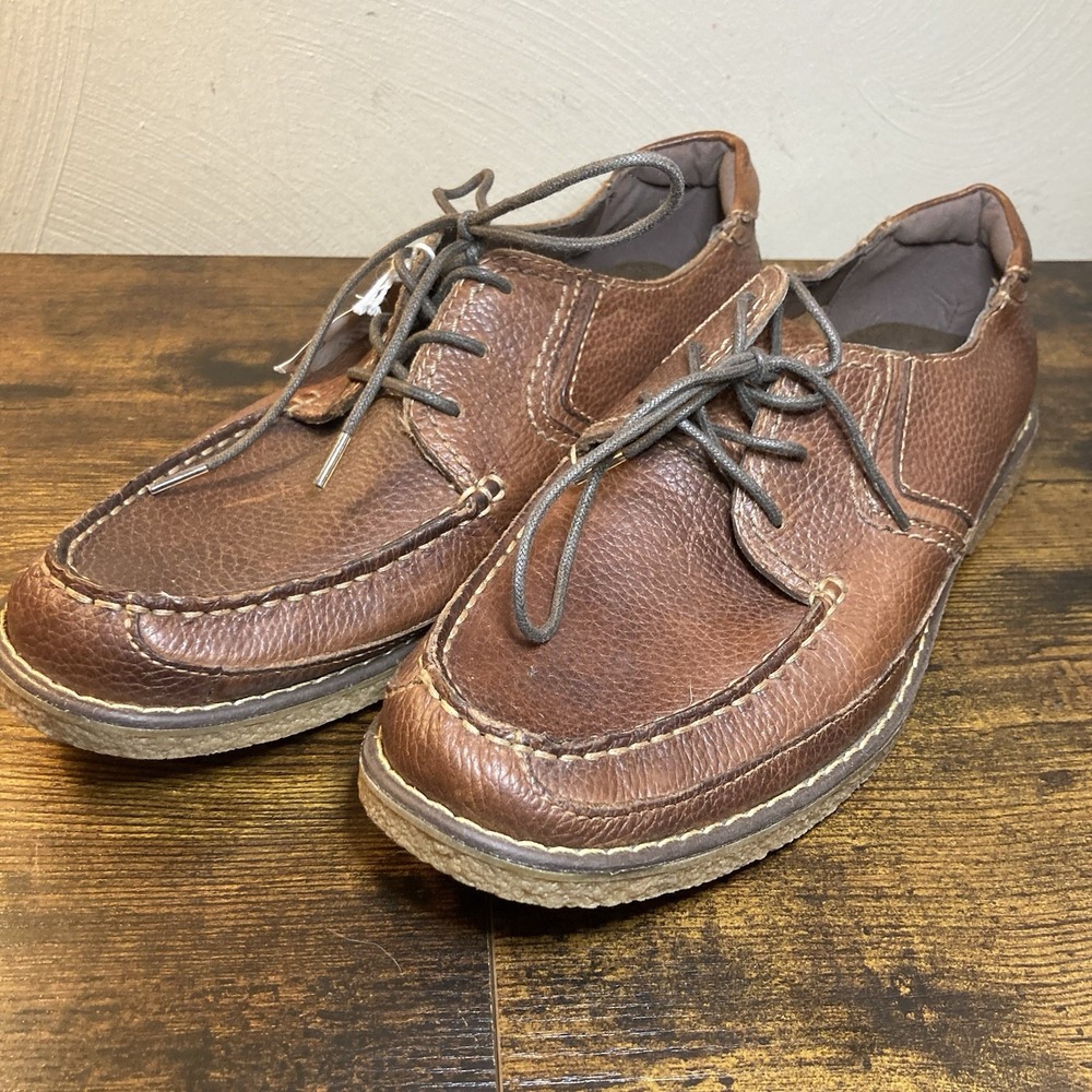 Dr Scholls Men's 10 Shoes Brown Leather Upper Casual Lace Up Moc Toe Derby